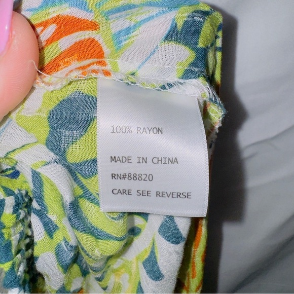 Nicole Miller Multicolor Tropical Floral Print Faux Wrap Midi Skirt size medium - Picture 5 of 6